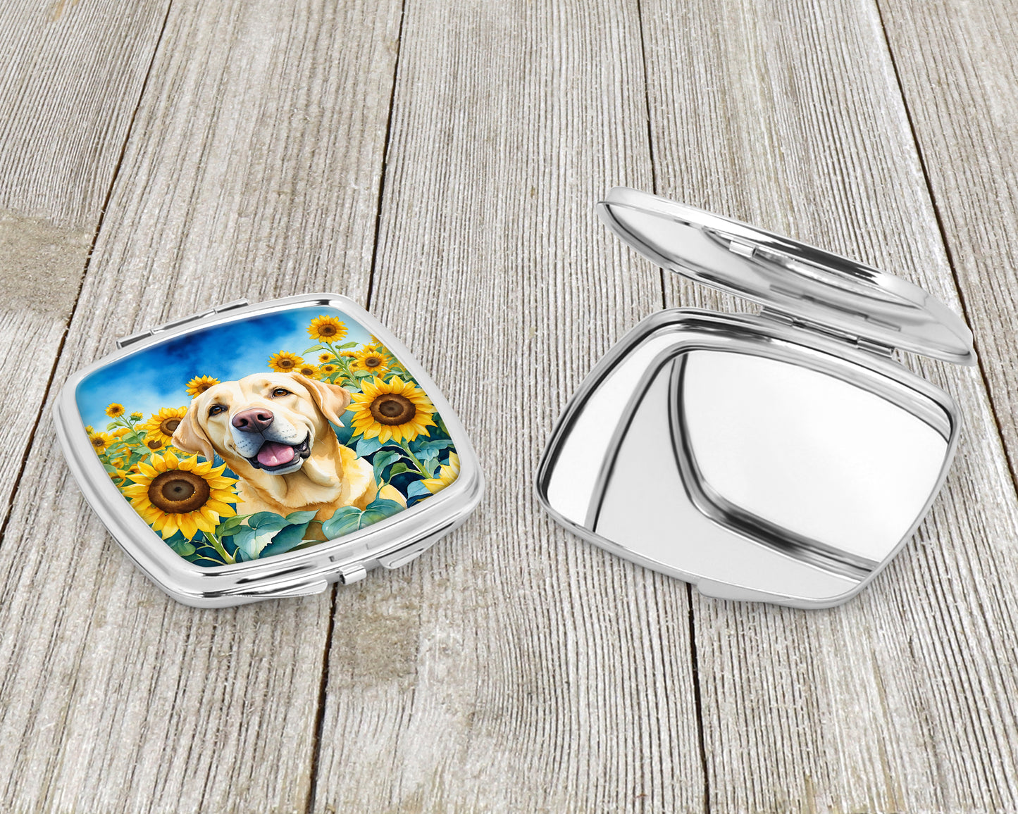 Labrador Retriever in Sunflowers Compact Mirror