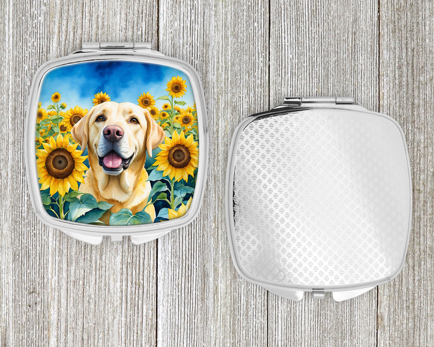 Labrador Retriever in Sunflowers Compact Mirror