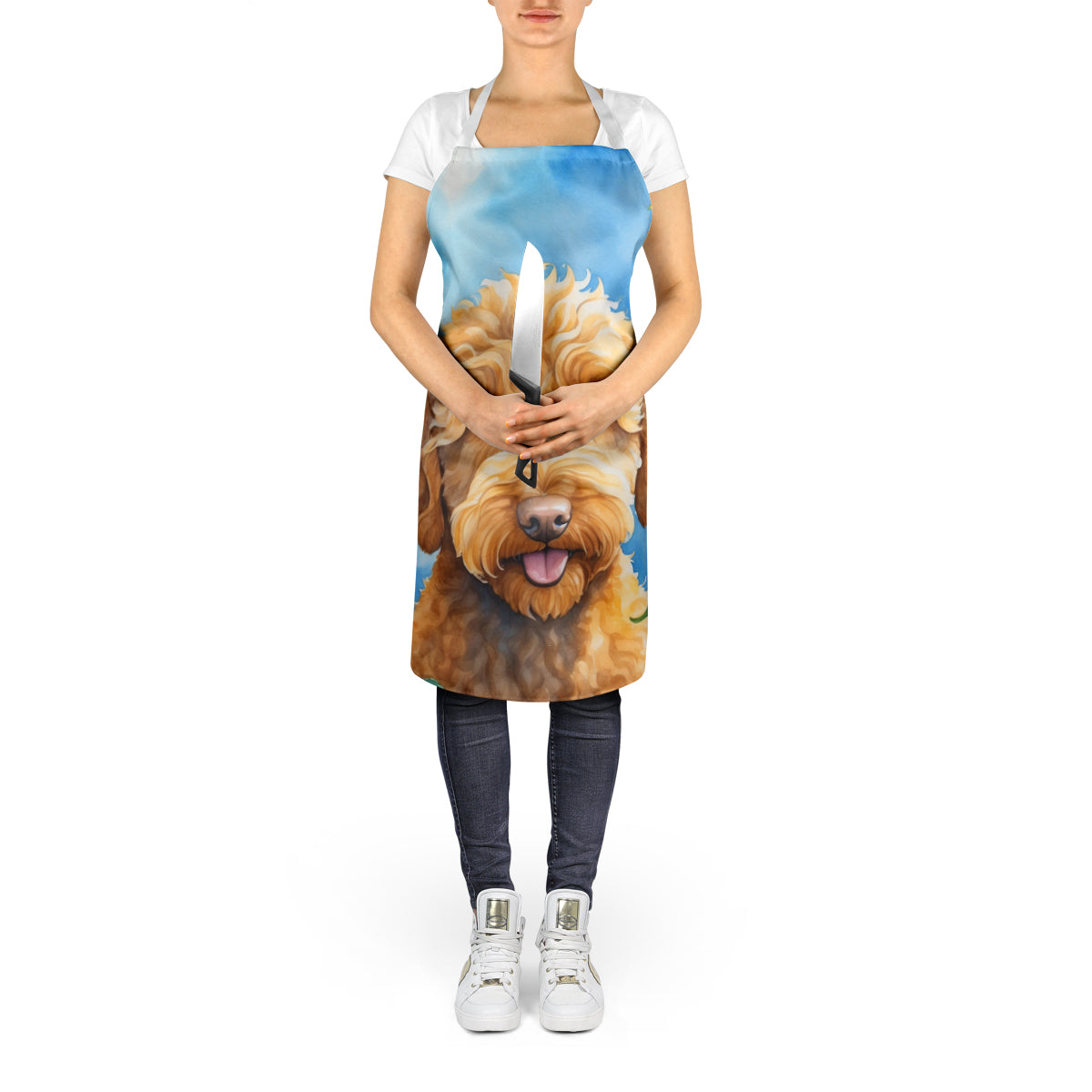 Labradoodle in Sunflowers Apron