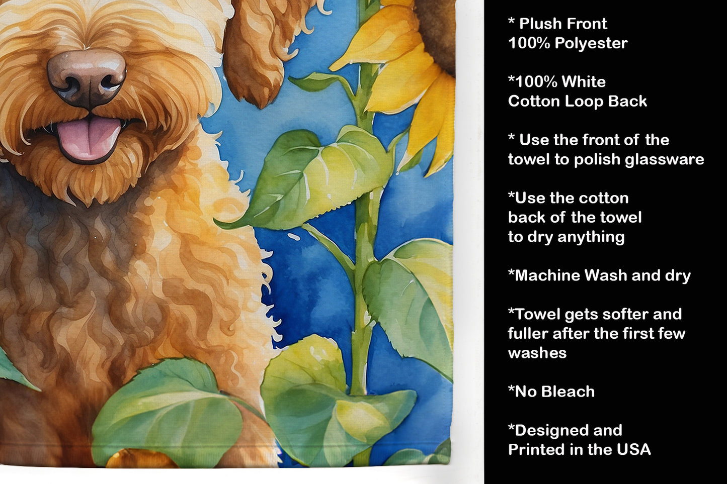 Labradoodle in Sunflowers Kitchen Towel