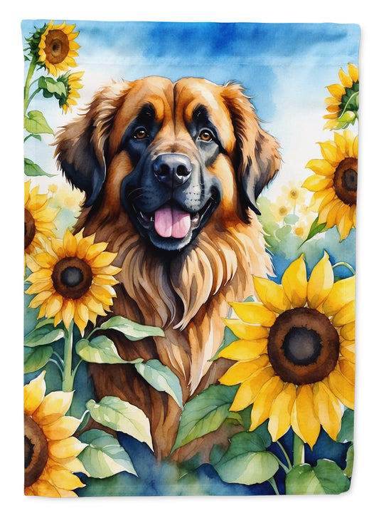 Buy this Leonberger in Sunflowers Garden Flag