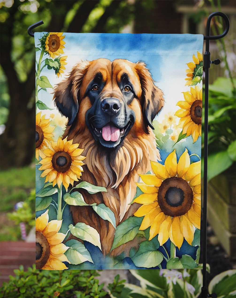 Leonberger in Sunflowers Garden Flag