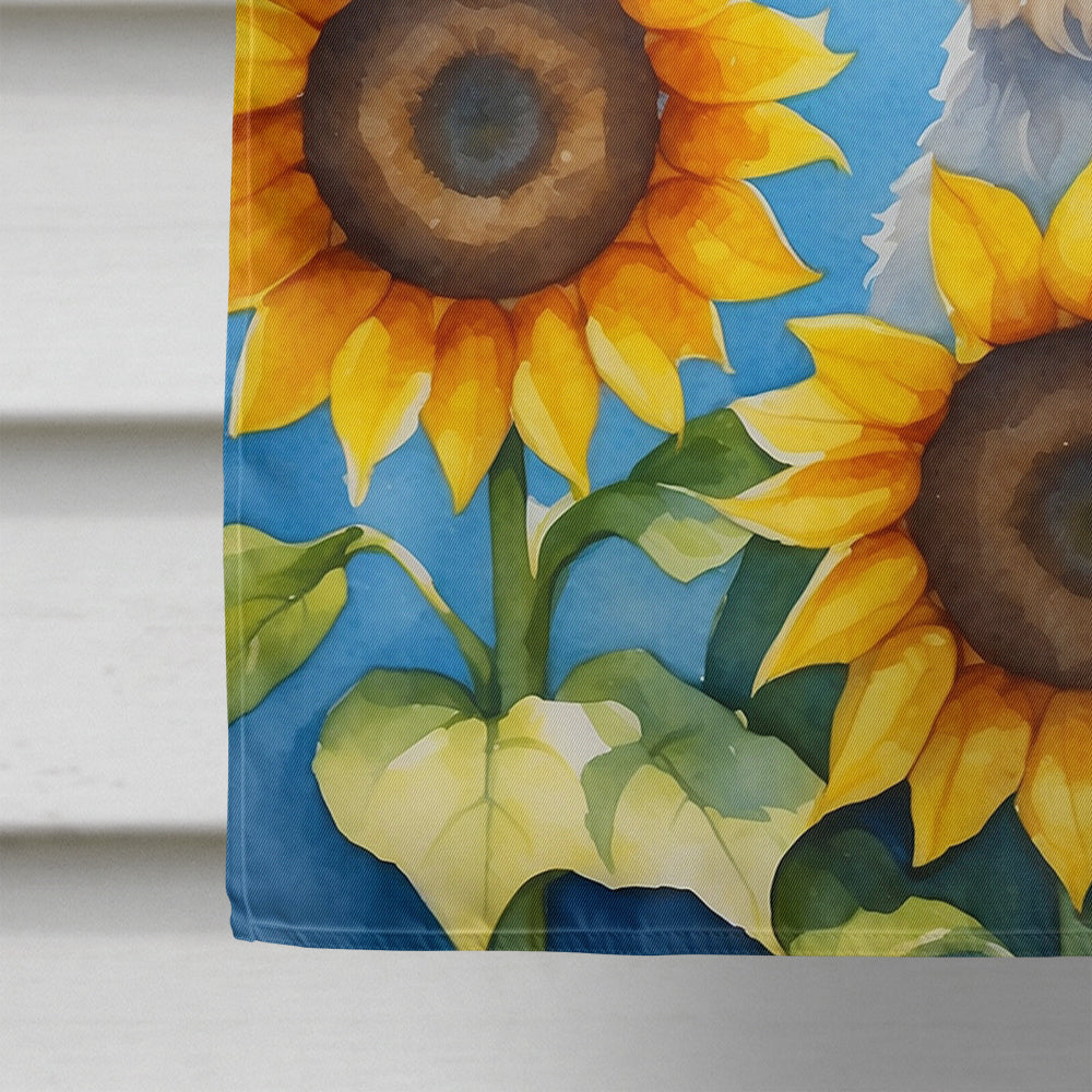 Maltese in Sunflowers House Flag