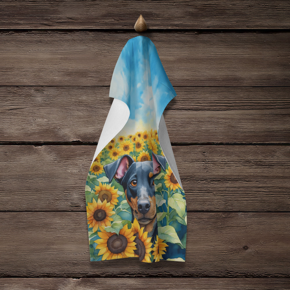 Manchester Terrier in Sunflowers Kitchen Towel