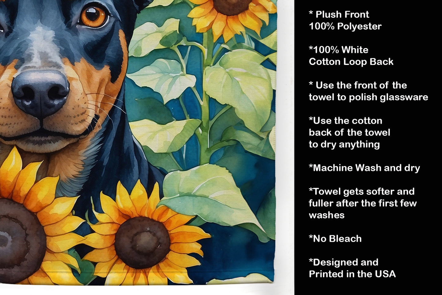 Manchester Terrier in Sunflowers Kitchen Towel