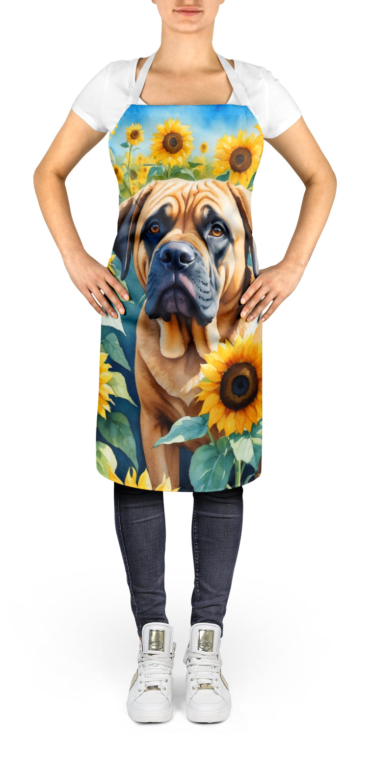 Mastiff in Sunflowers Apron