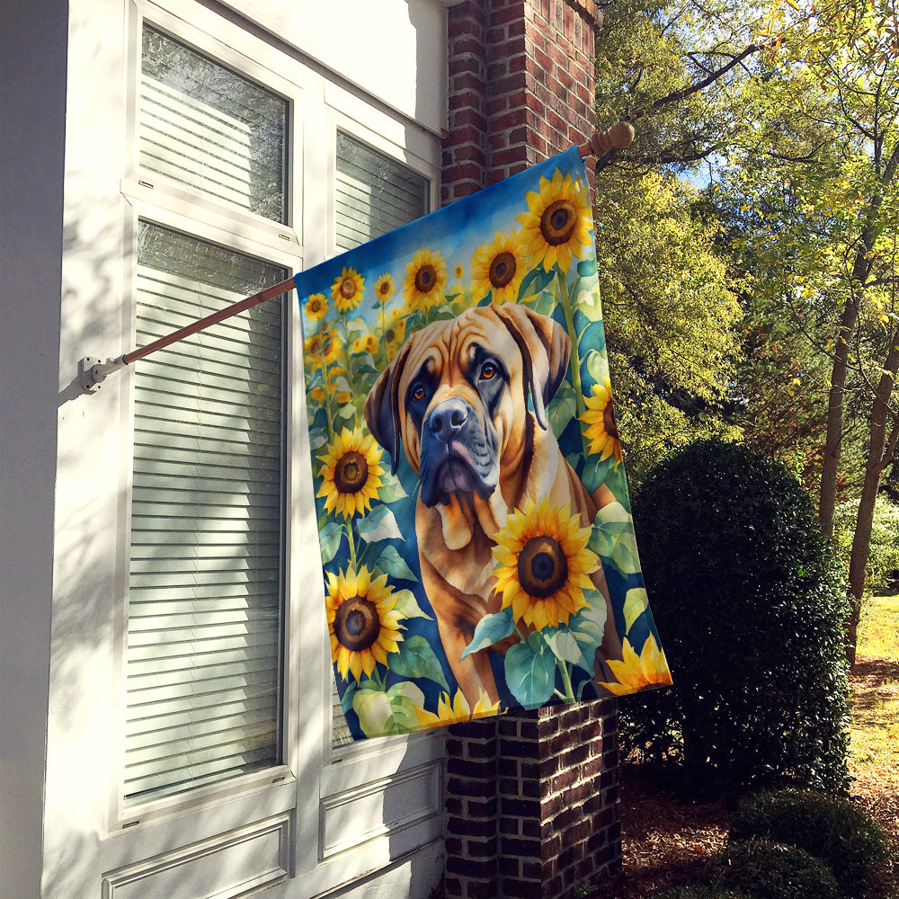 Mastiff in Sunflowers House Flag