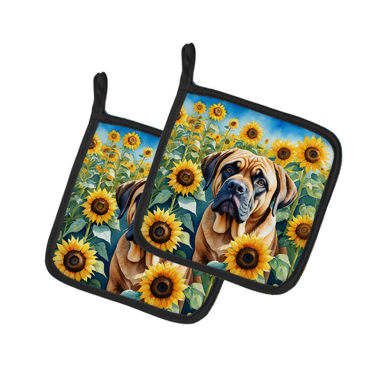 Buy this Mastiff in Sunflowers Pair of Pot Holders