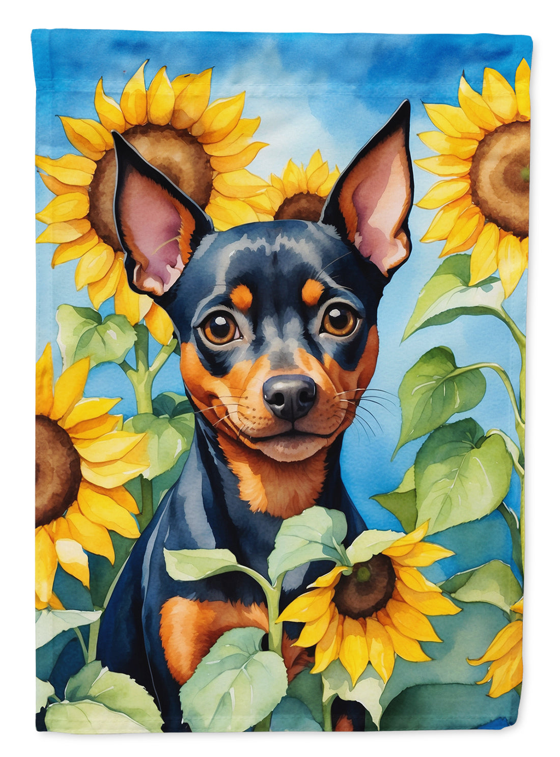 Buy this Miniature Pinscher in Sunflowers House Flag