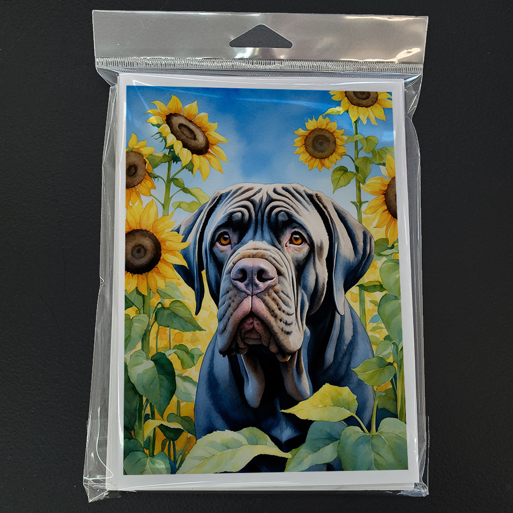 Neapolitan Mastiff in Sunflowers Greeting Cards Pack of 8