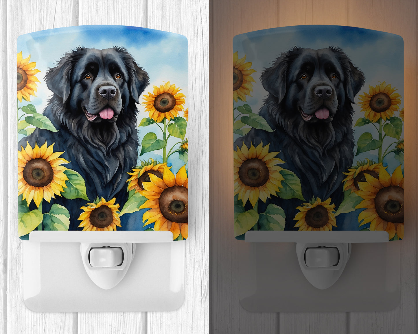 Newfoundland in Sunflowers Ceramic Night Light