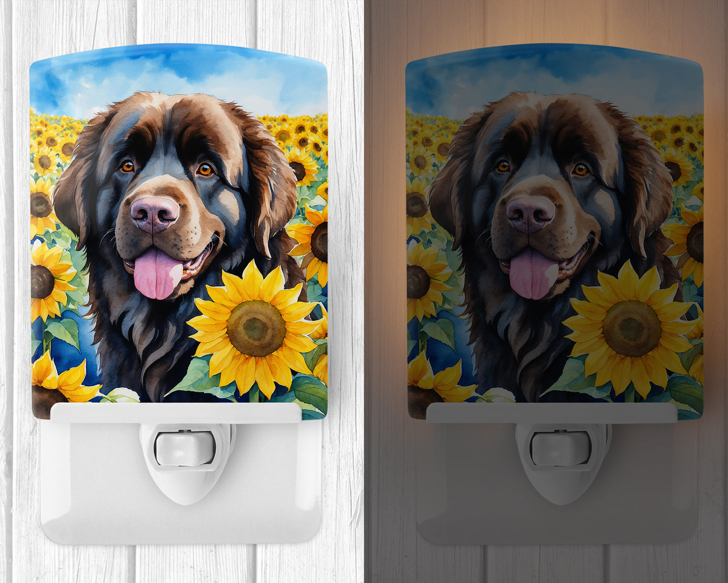 Newfoundland in Sunflowers Ceramic Night Light