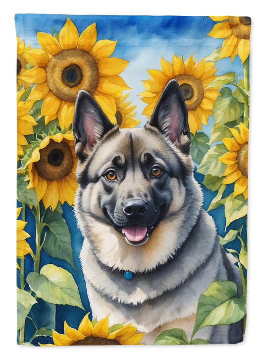 Buy this Norwegian Elkhound in Sunflowers House Flag