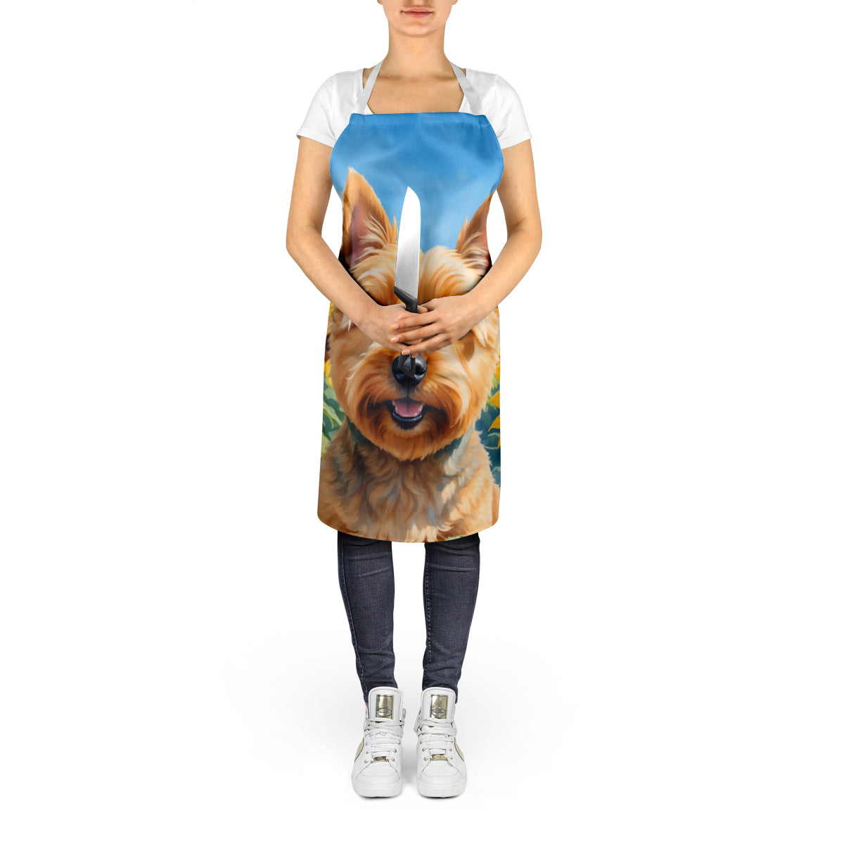 Norwich Terrier in Sunflowers Apron