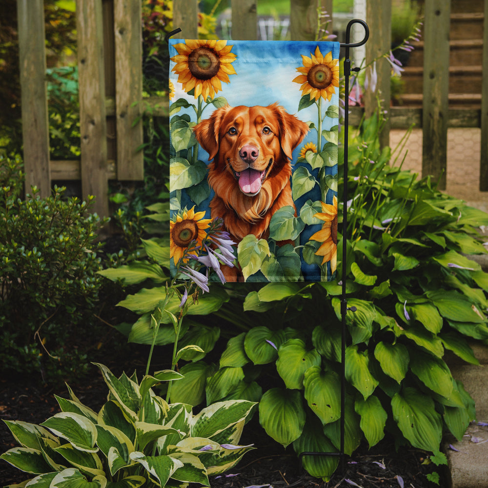 Nova Scotia Duck Toller in Sunflowers Garden Flag