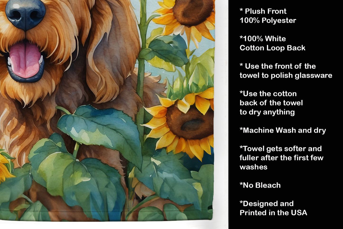 Otterhound in Sunflowers Kitchen Towel