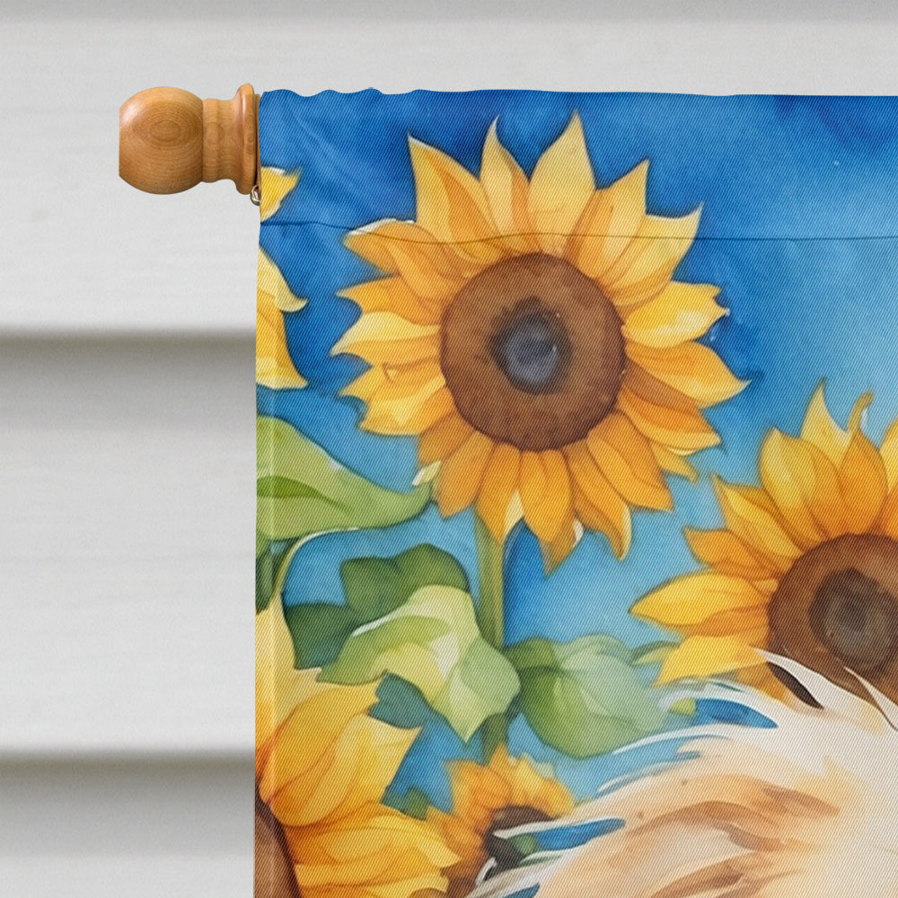 Pekingese in Sunflowers House Flag