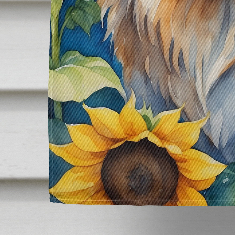 Pekingese in Sunflowers House Flag