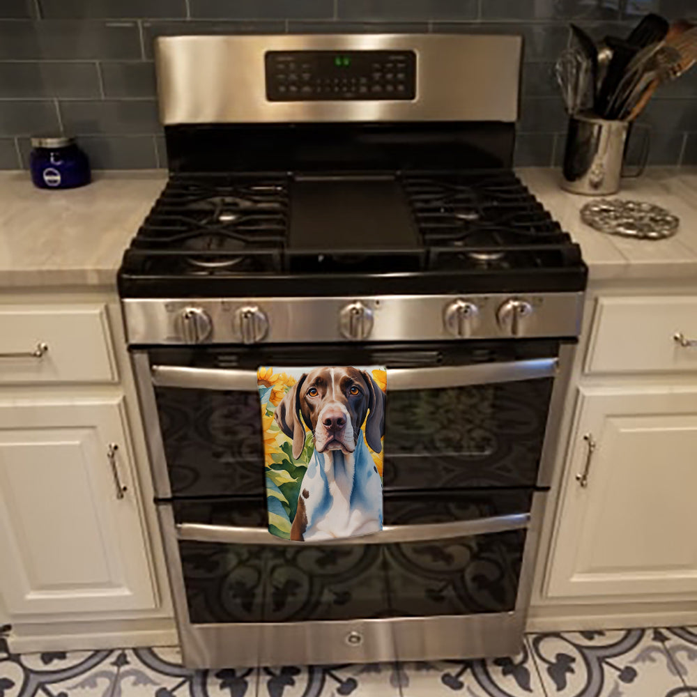 Pointer in Sunflowers Kitchen Towel