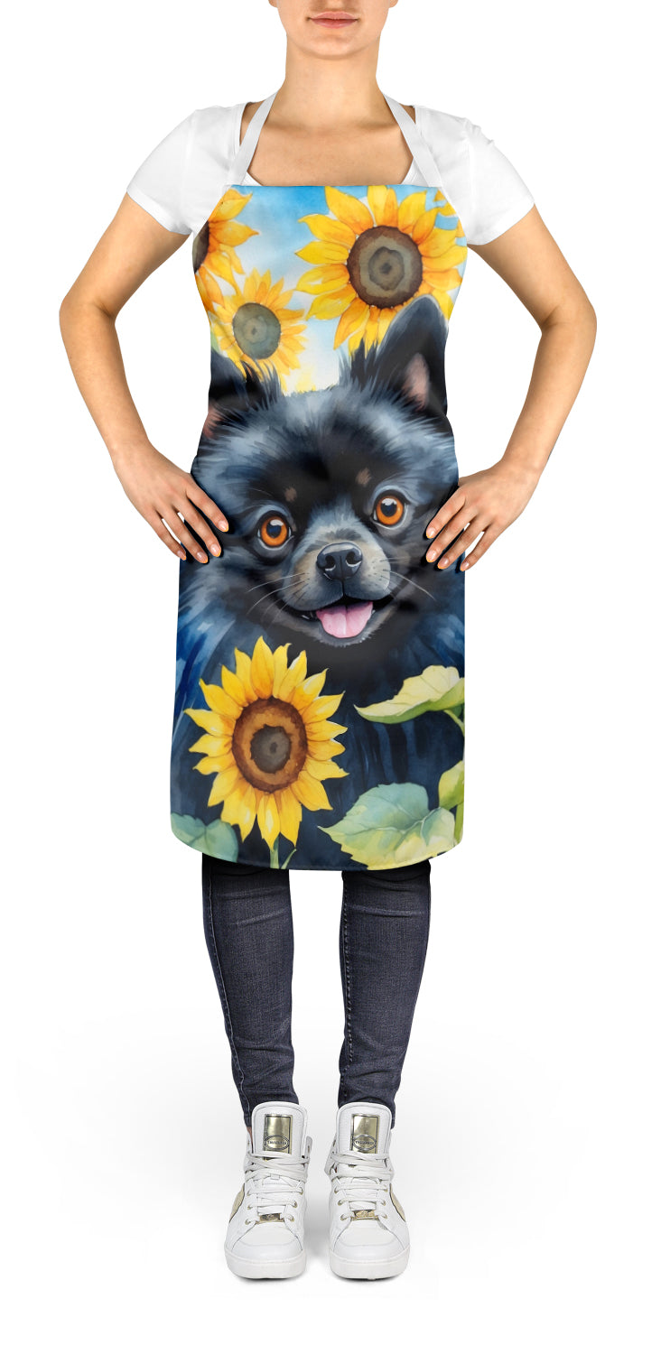 Pomeranian in Sunflowers Apron