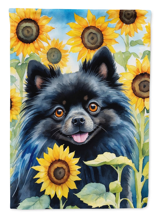 Buy this Pomeranian in Sunflowers House Flag