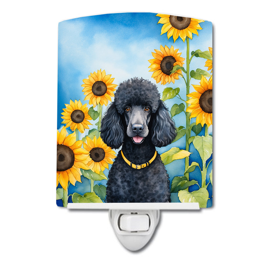 Buy this Black Poodle in Sunflowers Ceramic Night Light