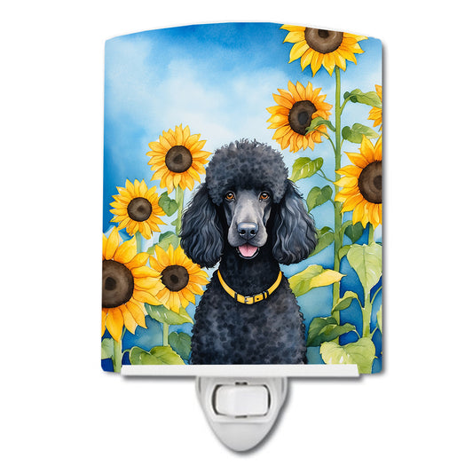 Buy this Black Poodle in Sunflowers Ceramic Night Light