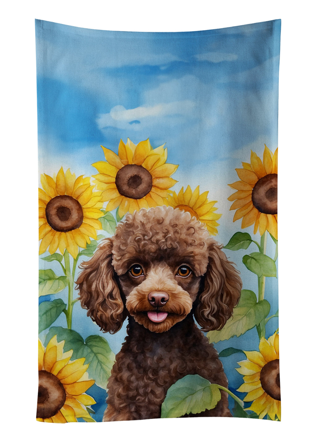 Buy this Chocolate Poodle in Sunflowers Kitchen Towel