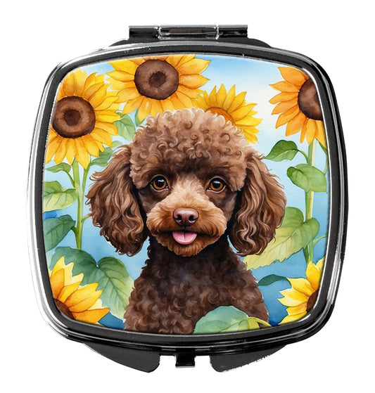 Buy this Chocolate Poodle in Sunflowers Compact Mirror