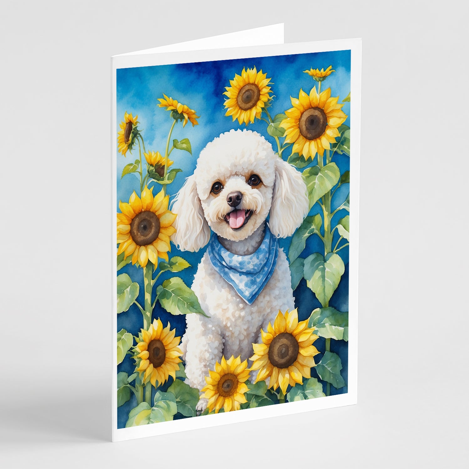 Buy this White Poodle in Sunflowers Greeting Cards Pack of 8