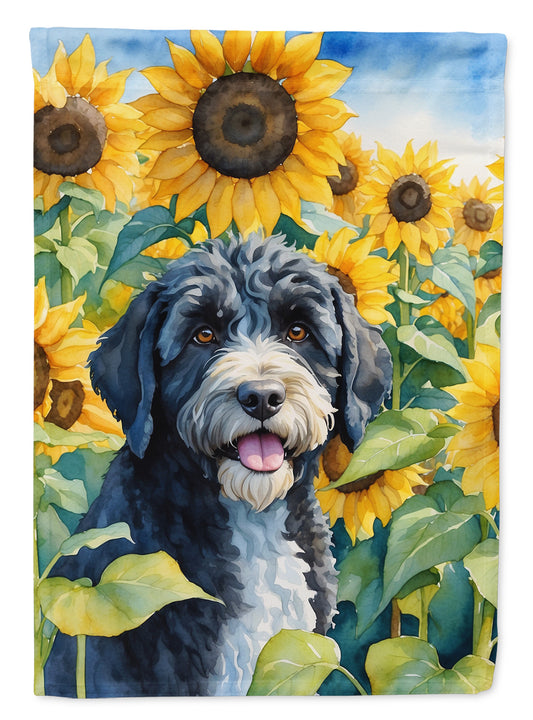 Buy this Portuguese Water Dog in Sunflowers House Flag