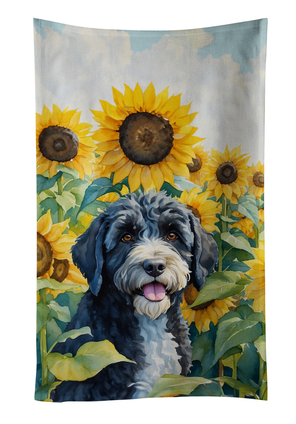 Buy this Portuguese Water Dog in Sunflowers Kitchen Towel