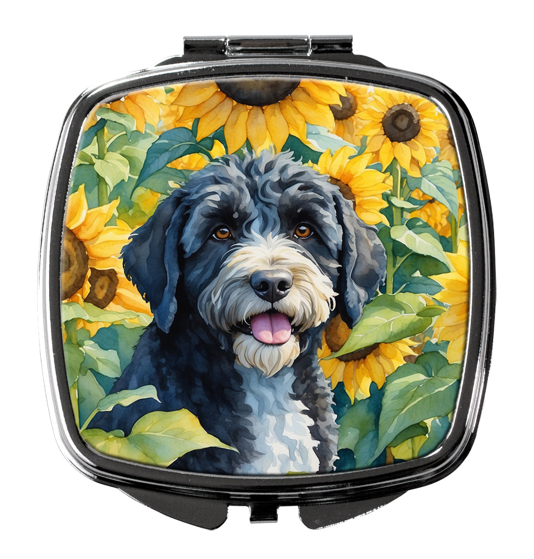 Buy this Portuguese Water Dog in Sunflowers Compact Mirror