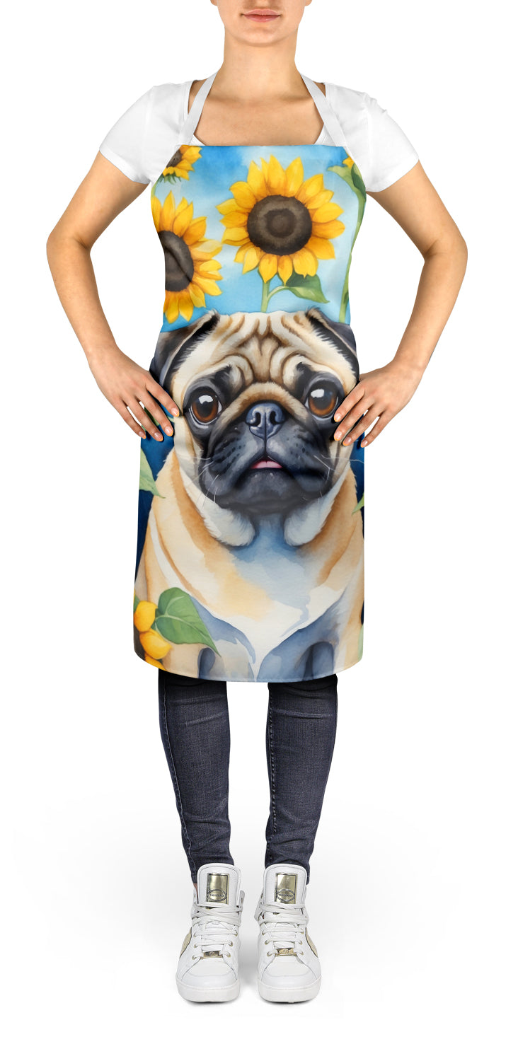 Pug in Sunflowers Apron