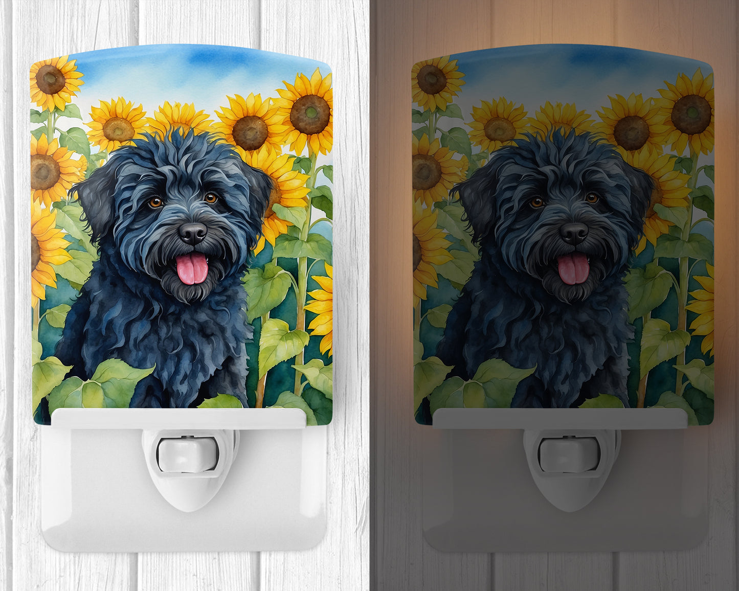 Puli in Sunflowers Ceramic Night Light