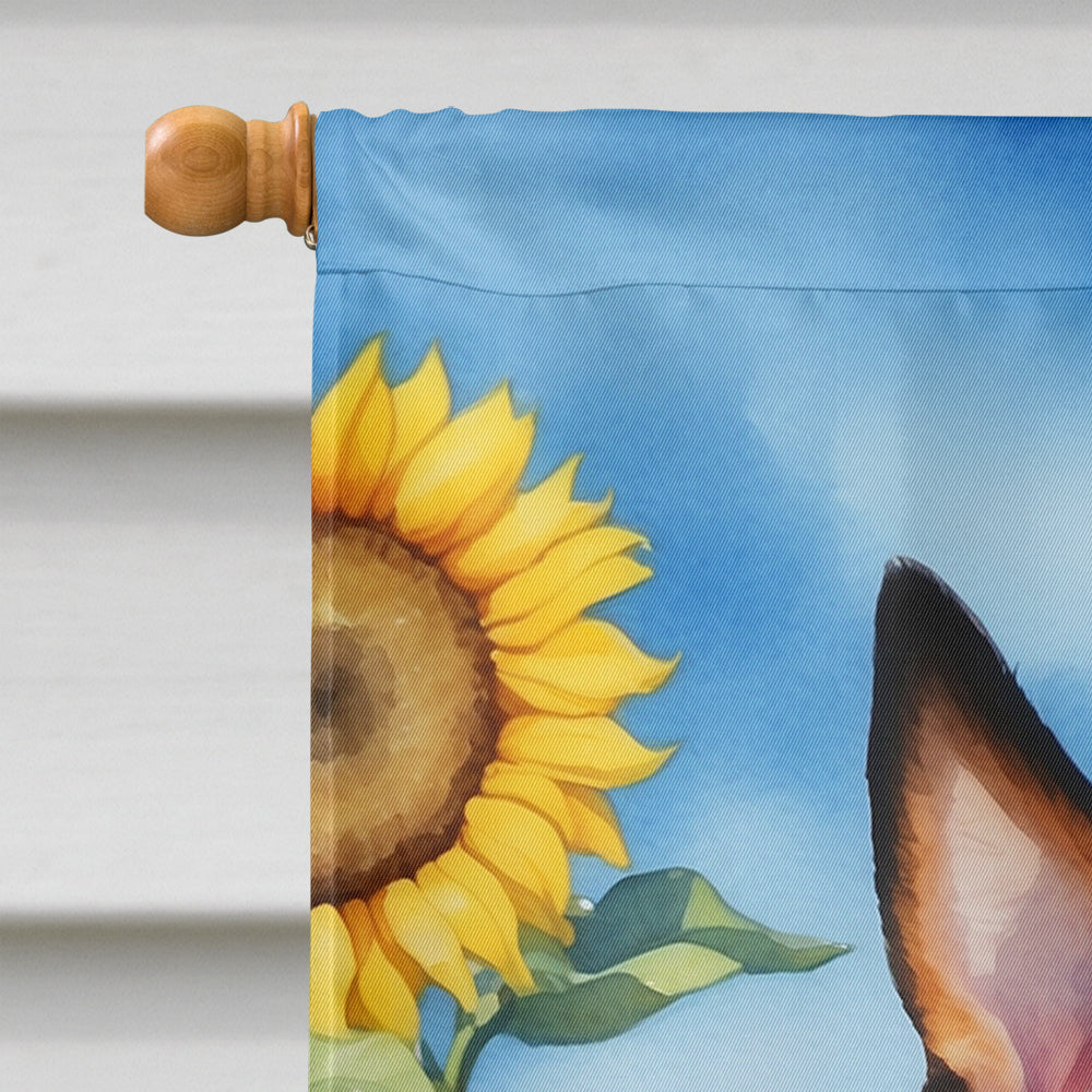 Rat Terrier in Sunflowers House Flag