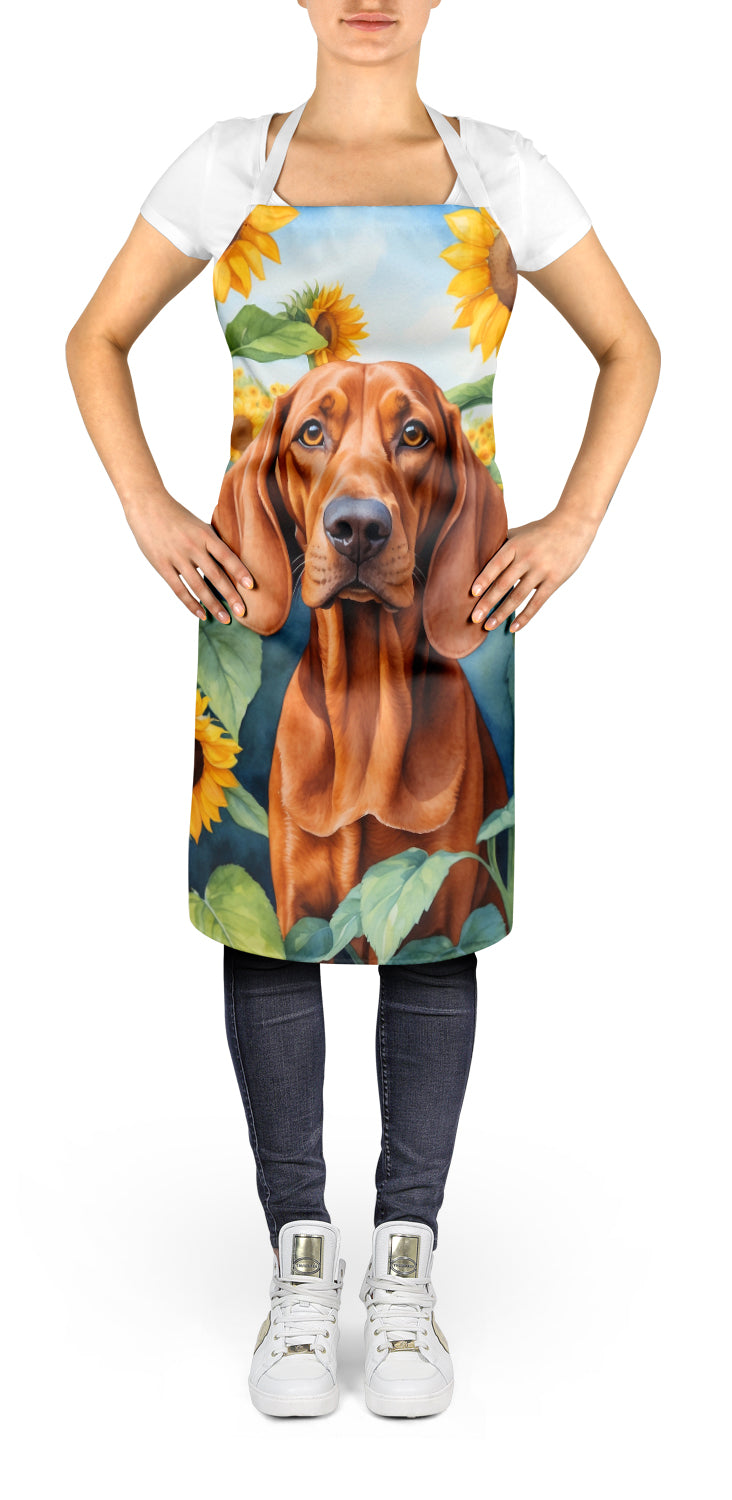 Redbone Coonhound in Sunflowers Apron