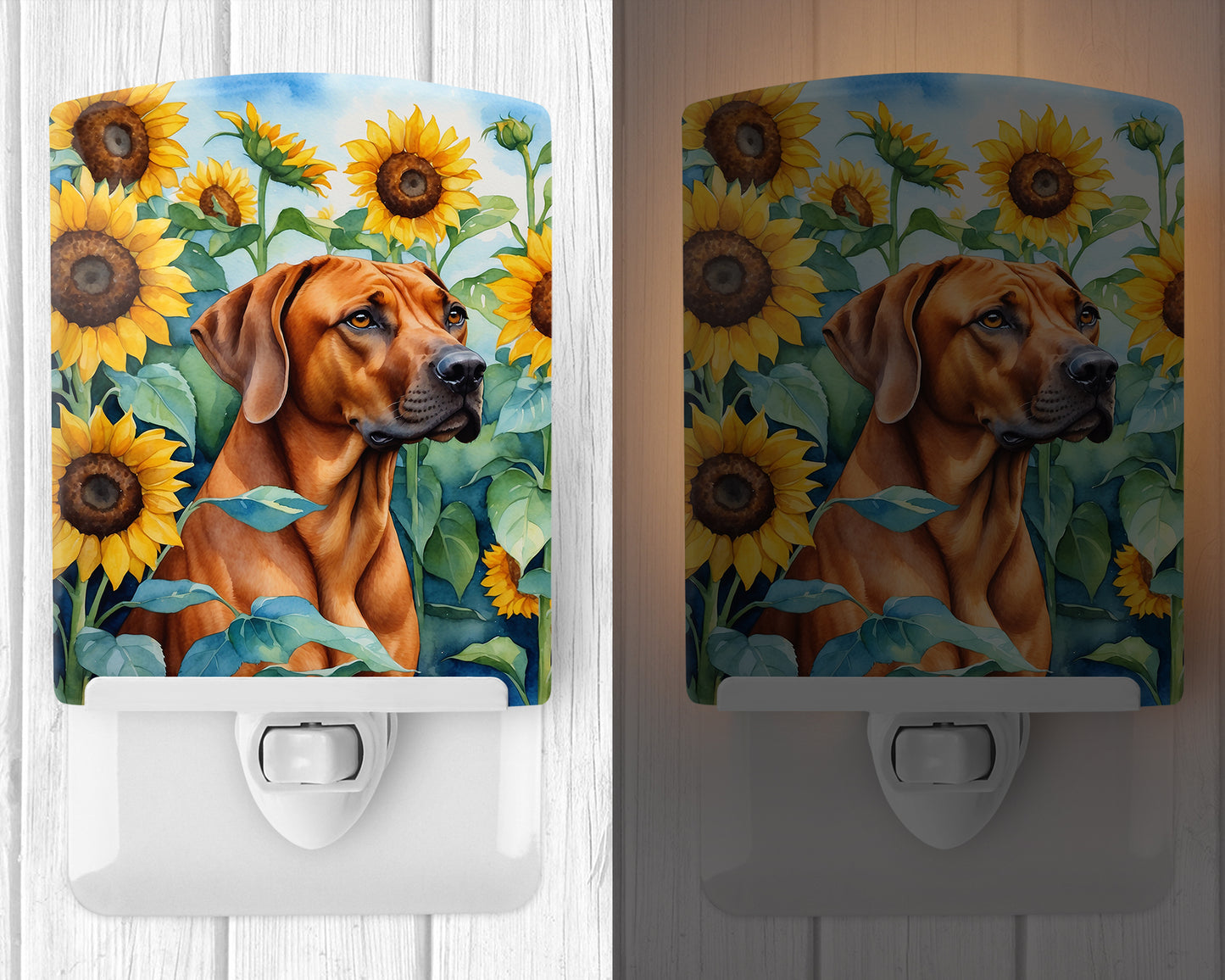 Rhodesian Ridgeback in Sunflowers Ceramic Night Light