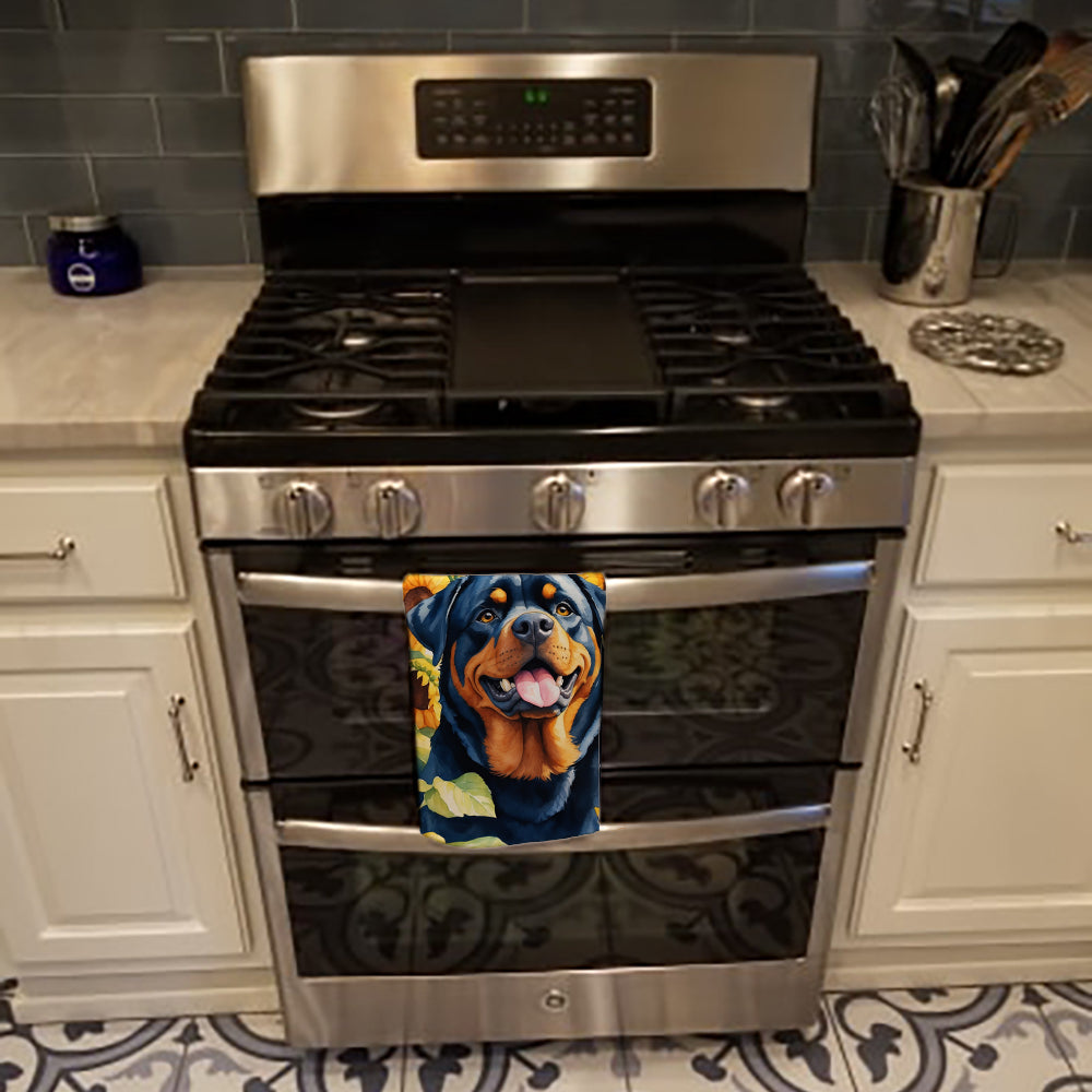 Rottweiler in Sunflowers Kitchen Towel