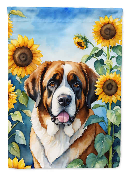 Buy this Saint Bernard in Sunflowers House Flag