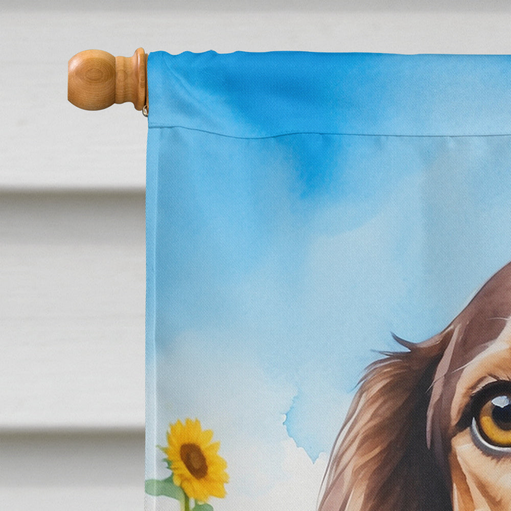 Saluki in Sunflowers House Flag