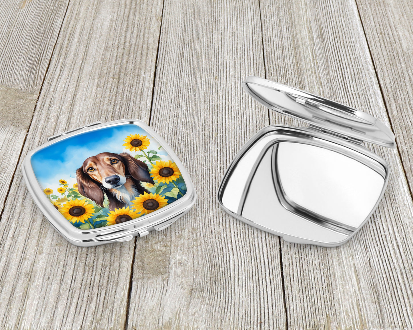 Saluki in Sunflowers Compact Mirror