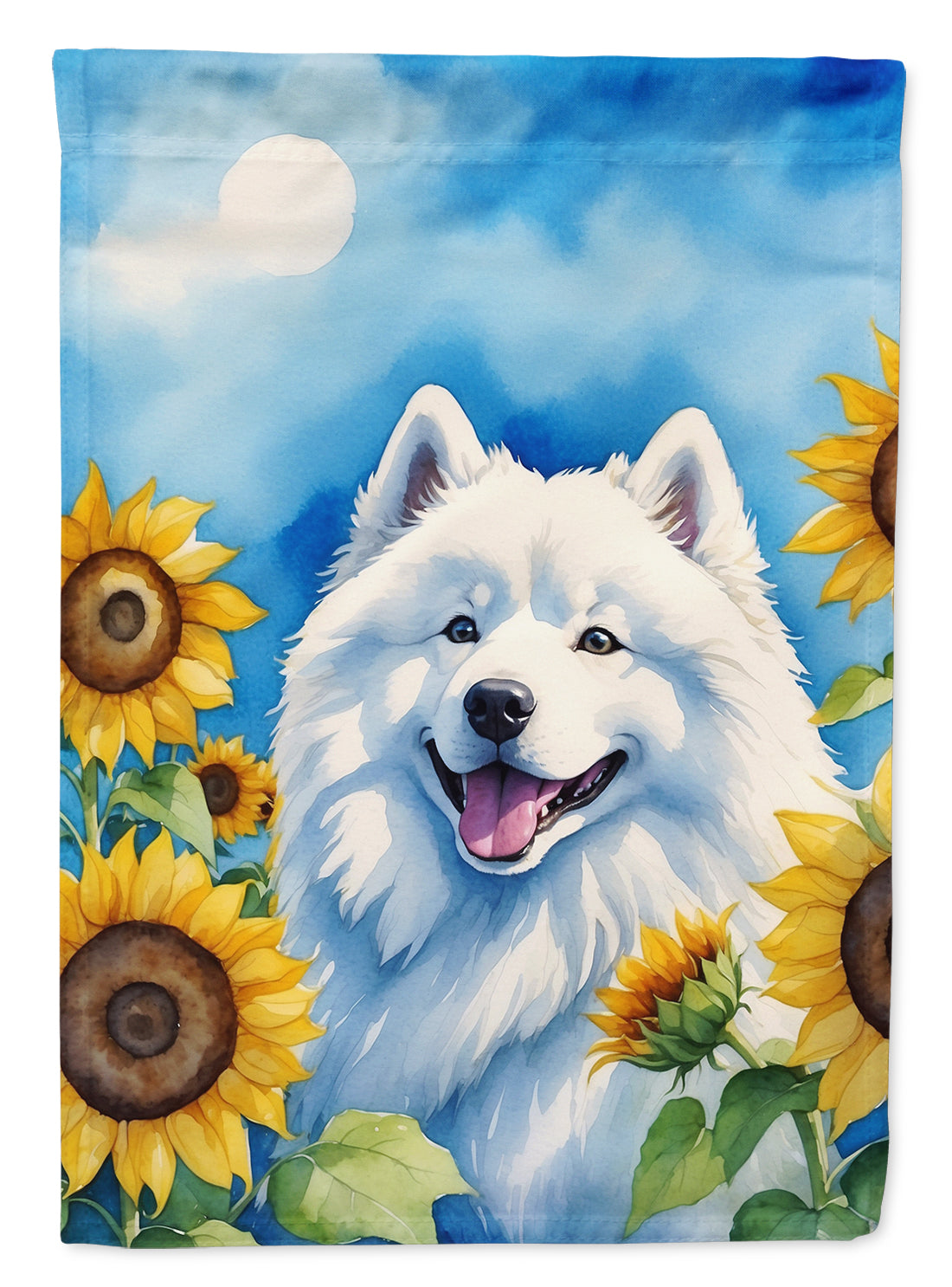 Buy this Samoyed in Sunflowers House Flag