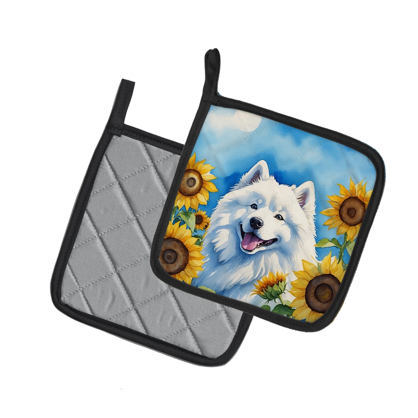 Samoyed in Sunflowers Pair of Pot Holders