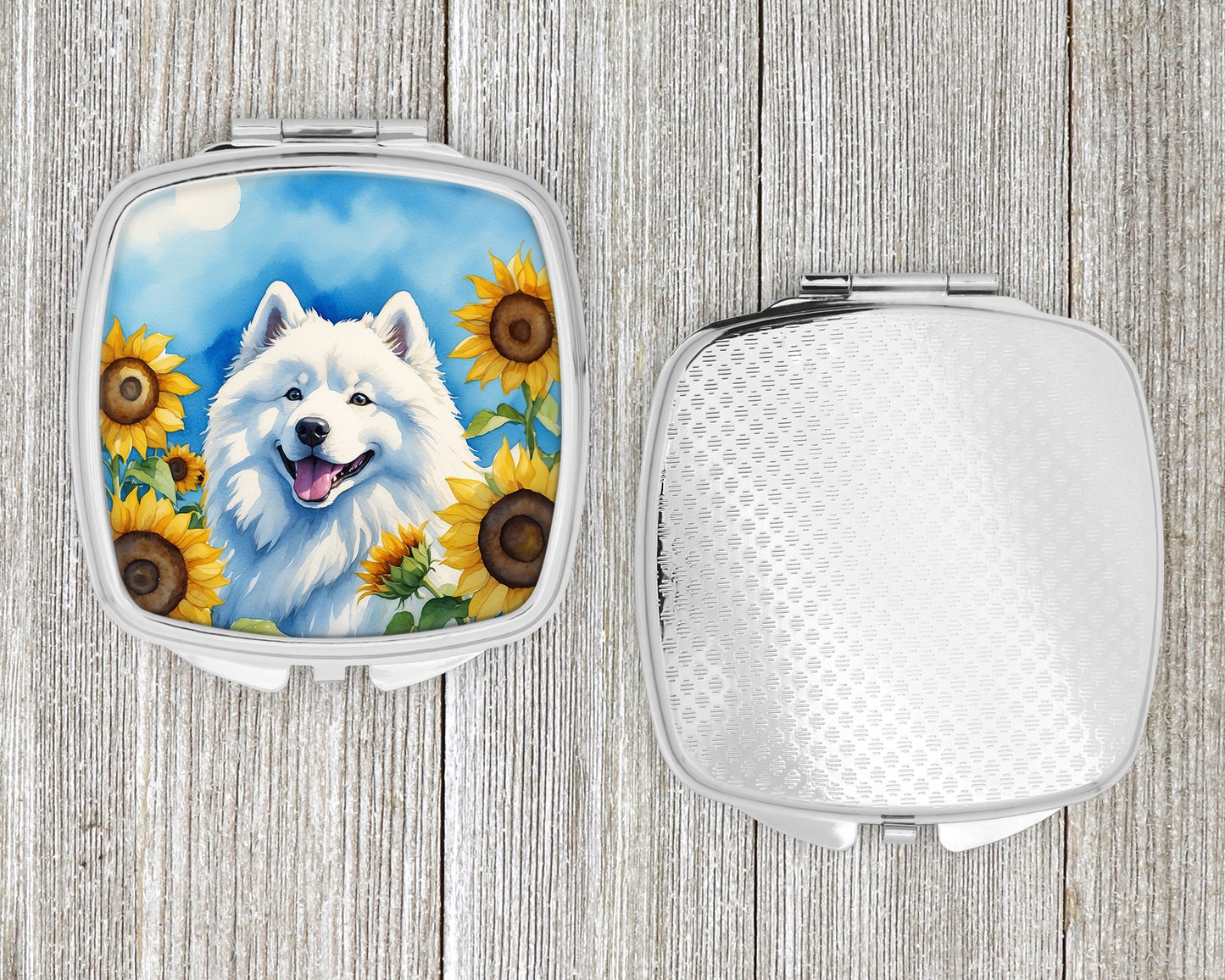 Samoyed in Sunflowers Compact Mirror