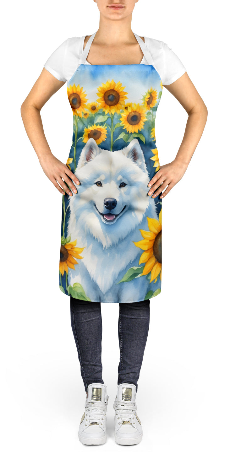 Samoyed in Sunflowers Apron