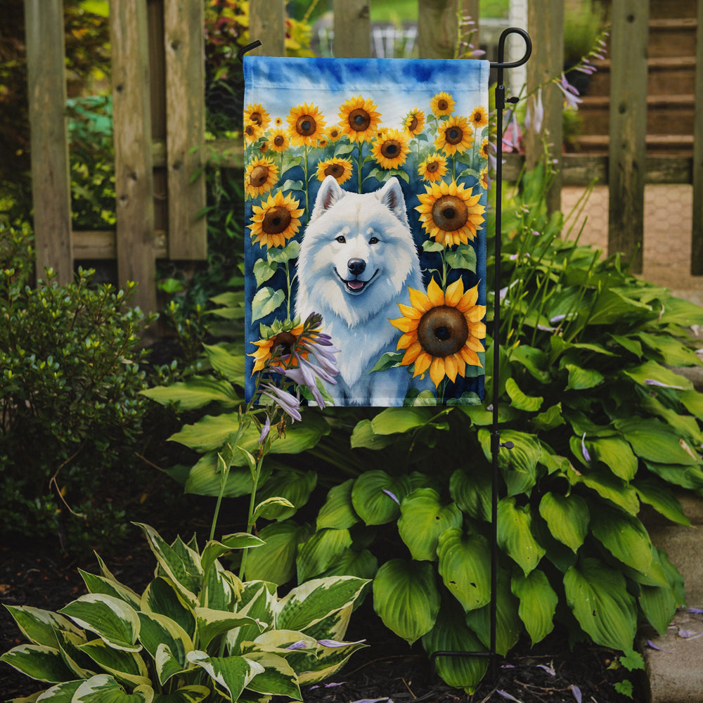 Samoyed in Sunflowers Garden Flag