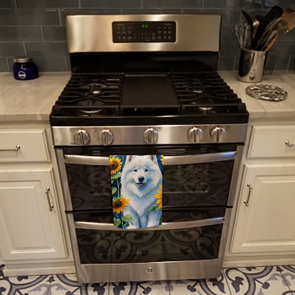 Samoyed in Sunflowers Kitchen Towel