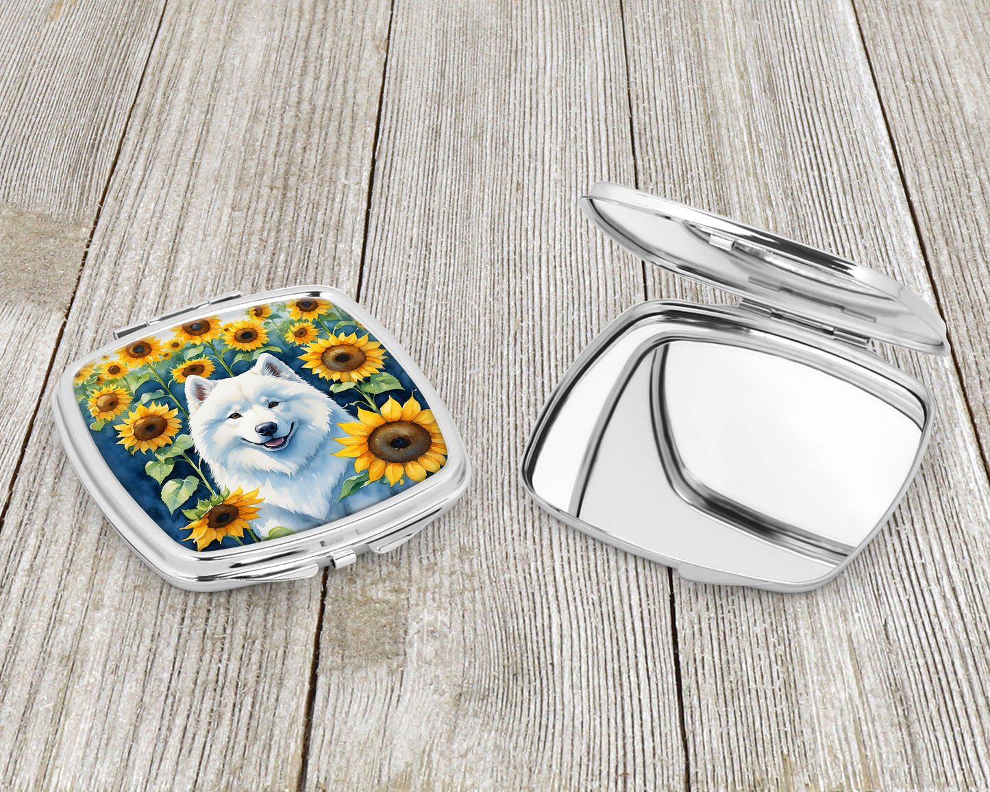 Samoyed in Sunflowers Compact Mirror