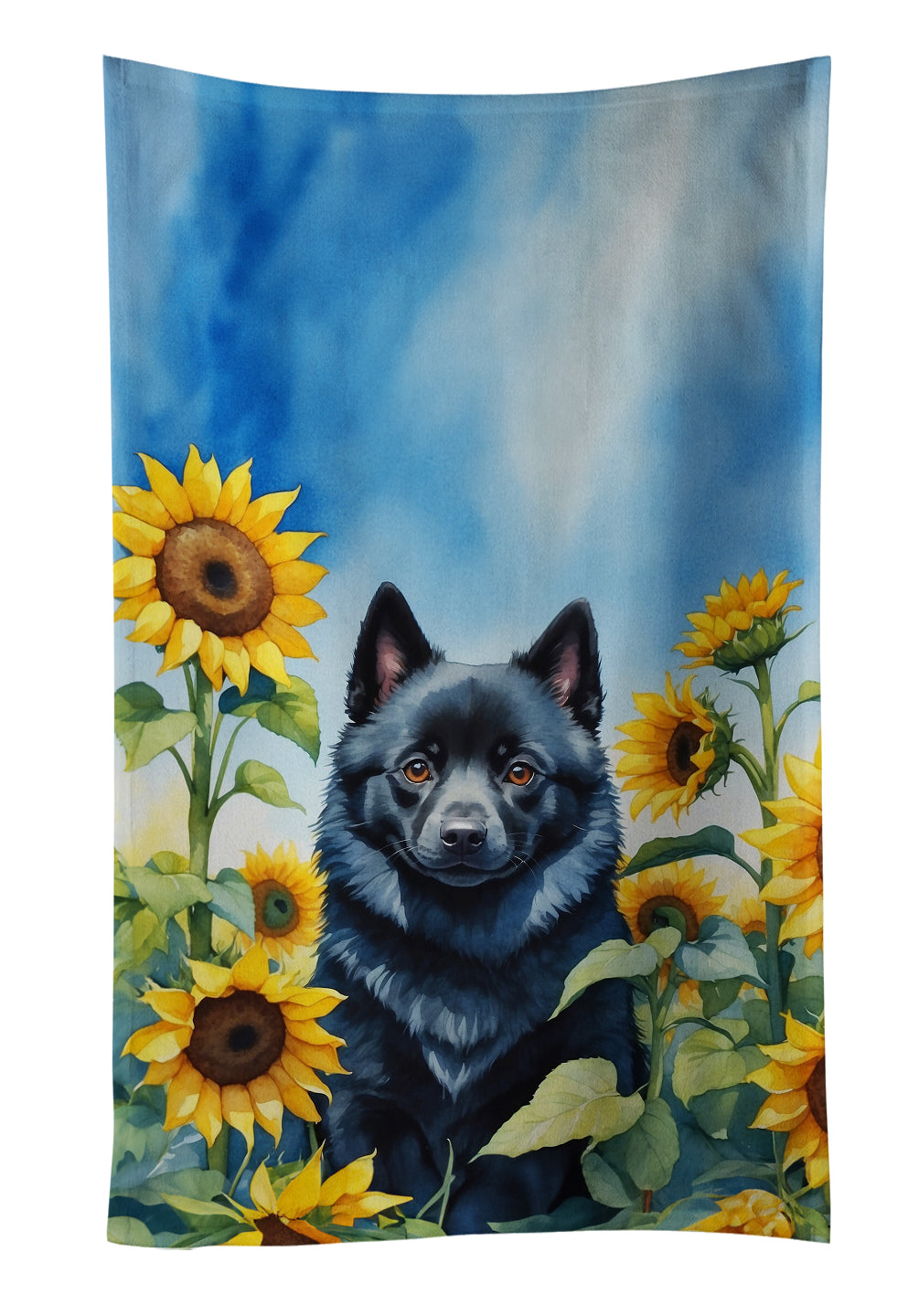 Buy this Schipperke in Sunflowers Kitchen Towel